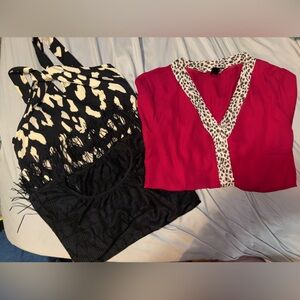 Boho Tassel Cover-Up Festival Top + Black & Red Animal Print Halter x Blouse Top